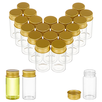 20 шт. прозрачные стеклянные бутылки контейнеры для бусинок, Пробирки для хранения шариков с завинчивающейся крышкой и алюминиевой крышкой, колонка
