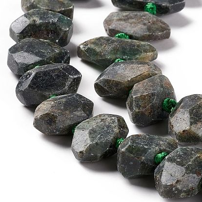 Natural Green Quartz Beads Strands, Faceted, Nuggets