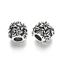 Тибетский стиль сплава настройки эмали европейский шарик, бусины с большим отверстием, без свинца, RONDELLE с цветком