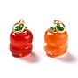 Handmade Lampwork Pendants, with Brass Findings, Cadmium Free & Lead Free, Matte Gold Color, Column