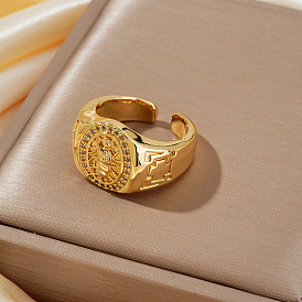 Стильное европейско-американское ретро латунное кольцо-манжета с открытой манжетой Девы Марии для женщин