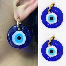 Fashionable Glass Evil Eye Earrings in Turkish Blue Color for Women