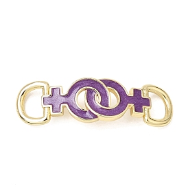 Brass Enamel Connector Charms, Double Venus Sign Links, Rack Plating, Long-Lasting Plated, Cadmium Free & Lead Free