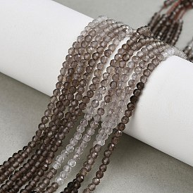 Нити бусин из натурального дымчатого кварца градиентного цвета, круглые, граненые