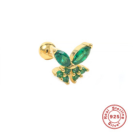 Charmantes boucles d'oreilles papillon à vis en argent sterling - bijoux de perçage d'oreille à la mode et créatifs