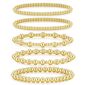Sets aus böhmischen Messing-Rundperlen-Stretcharmbändern, 3-strängige, verstellbare, stapelbare Armbänder
