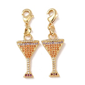 Подвеска из латуни с микропаве из кубического циркония в виде бокала для вина, с застежкой омар, стойки покрытие, долговечный, без кадмия и без свинца