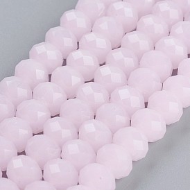 Glass Beads Strands, Imitation Jade, Faceted, Rondelle