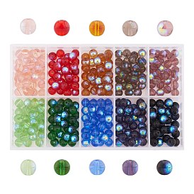 Round Glass Beads, AB Color Plated