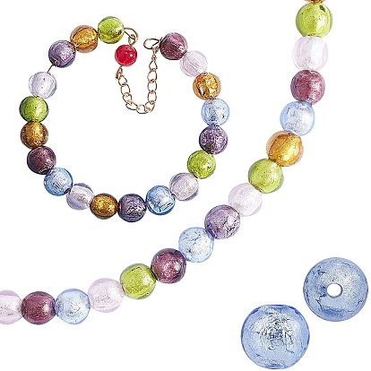Handmade Silver Foil Lampwork Beads, Round