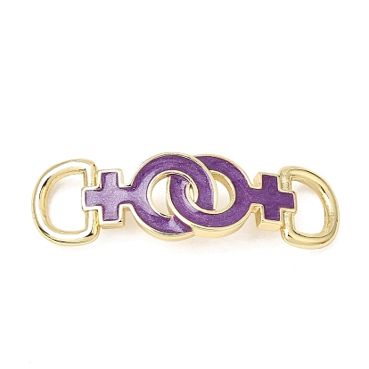 Brass Enamel Connector Charms, Double Venus Sign Links, Rack Plating, Long-Lasting Plated, Cadmium Free & Lead Free