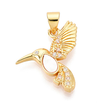 Латунные микропаве прозрачные подвески с фианитом, без кадмия и без свинца, с оболочкой, птица