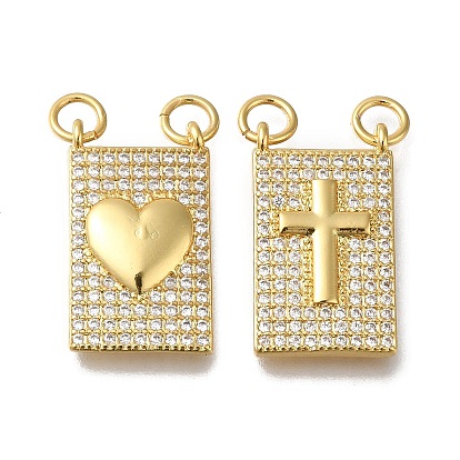 Покрытие стойки латунь микропаве прозрачные подвески из кубического циркония, долговечный, без кадмия и без свинца, прямоугольные, реальный 18 k позолоченный, с целью перехода в кольце