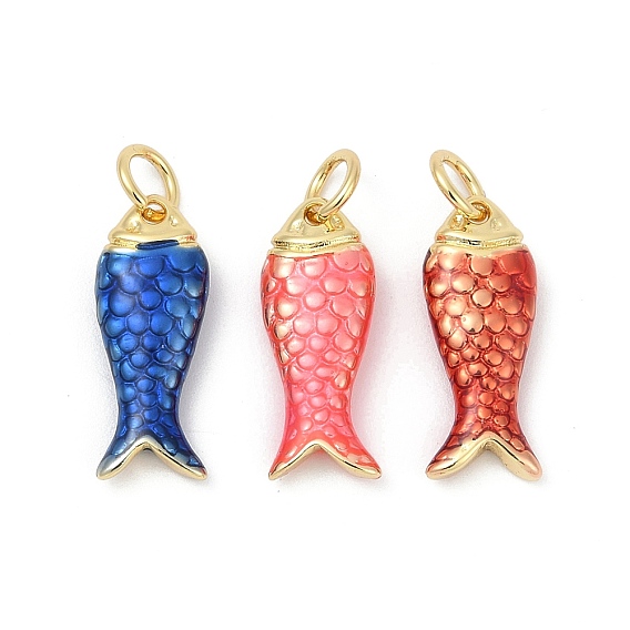 Латунь эмаль подвески, с целью перехода в кольце, рыбы прелести, долговечный, без свинца и без кадмия, стойки покрытие, реальный 18 k позолоченный