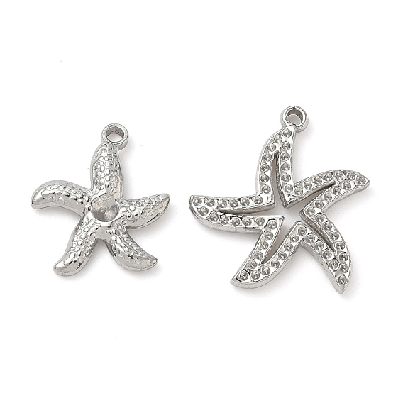 304 Настройки горный хрусталь из нержавеющей стали кулон, очарование морской звезды