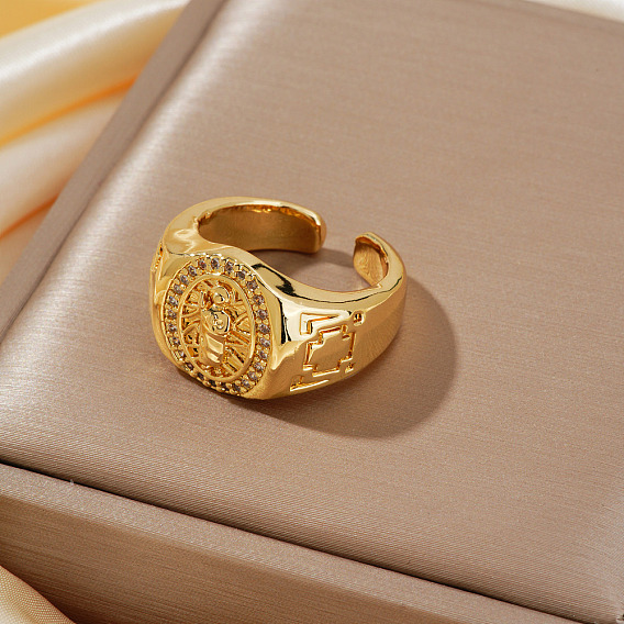 Стильное европейско-американское ретро латунное кольцо-манжета с открытой манжетой Девы Марии для женщин