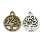 Сплавочные подвески тибетского стиля, без свинца и без кадмия, плоские круглые с дерева жизни