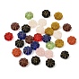 Baking Paint and Golden Metal Enlaced Glass Beads, Flower