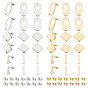 36Pcs 3 Style 304 Stainless Steel Stud Earring Findings, with 40Pcs Ear Nuts, Oval & Rhombus & Rectangle