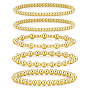 Bohemia Brass Round Beaded Stretch Bracelet Sets, 3-Strand Adjustable Stackable Bracelets