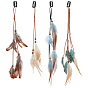 4Pcs Iron Snap Hair Clips, with Feather & Wood Bead