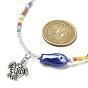 Alloy Tortoise Pendant Necklace, Porcelain Fish & Glass Seed Beaded Necklace