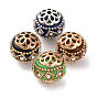 Бусины из смолы ручной работы индонезийские, со сплавочной фурнитурой со стразами, круглые, без покрытия