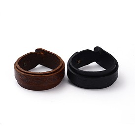 Bracelets de corde de cuir d'alliage, 375~380x15~26mm