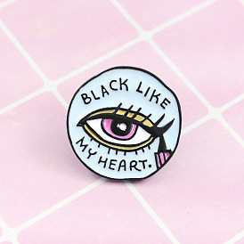 Black Heart Eye Badge Pin Set for Backpacks and Jackets - Oil Drop Jewelry