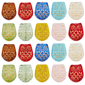 40шт. стеклянные бусины в виде сов, золотой металл обвитыми