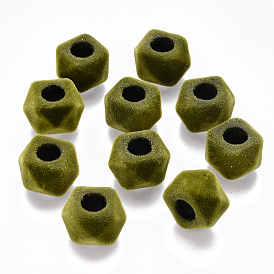 Flocky акриловыми шариками, бусины с большим отверстием, кубические, граненые