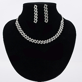 Stylish Silver Plated Rhinestone Sweater Chain and Earrings Set N201
