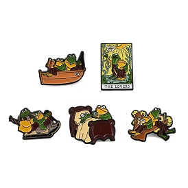 Cartoon Frog Zinc Alloy Brooches, Enamel Pins, Black