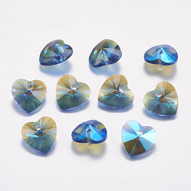 Faceted Glass Rhinestone Charms, Imitation Austrian Crystal, Heart