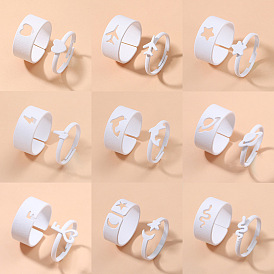 Fashion fashion stackable wind ring set simple white star love rubber paint ring