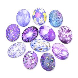 Flatback Glass Cabochons for DIY Projects, Others Pattern, Oval