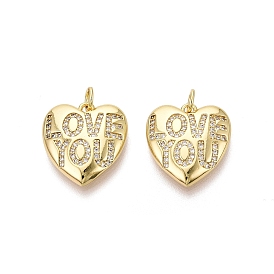 Латунные микро проложить кубического циркония подвески, Сердце и слово, любовь к тебе, чары, прозрачные