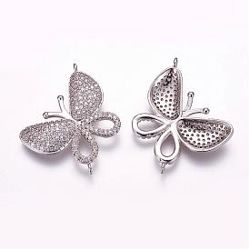 Brass Micro Pave Cubic Zirconia Links, Butterfly