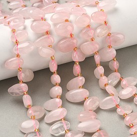 Природного розового кварца нитей бисера, слеза, Топ пробуренной, с бисером