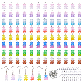 DIY Glitter Bear Earring Kits, Including Transparent Resin Pendants, Iron Jump Rings, Brass Earring Hooks, Platinum