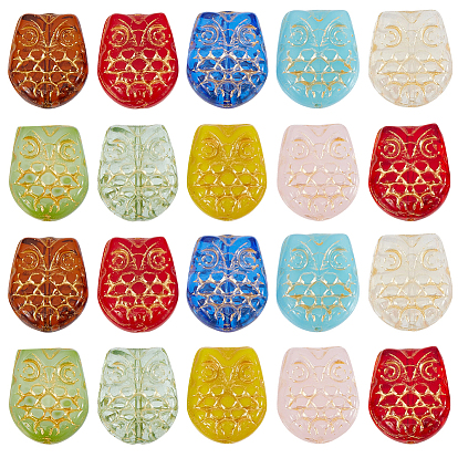 40шт. стеклянные бусины в виде сов, золотой металл обвитыми