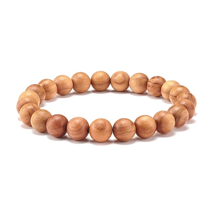 Bracelet extensible en perles de bois naturel rondes de 1 mm, bracelet de yoga pour hommes femmes