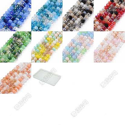 9 brins 9 brins de perles de verre électrolytiques colorées, de couleur plaquée ab , facette, rondelle