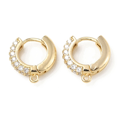 Brass with Crystal Rhinestone Hoop Earring Finding, Round