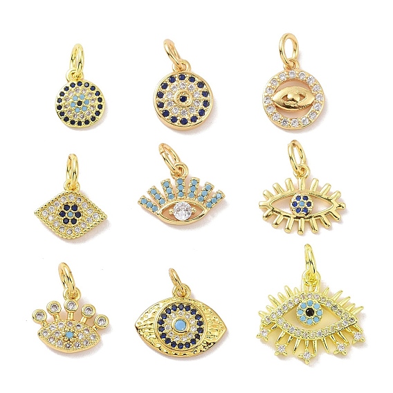 Настоящие 18 k позолоченные латунные подвески с микропаве и кубическим цирконием, без кадмия, без никеля и без свинца, с целью перехода в кольце, Злые чары глаз