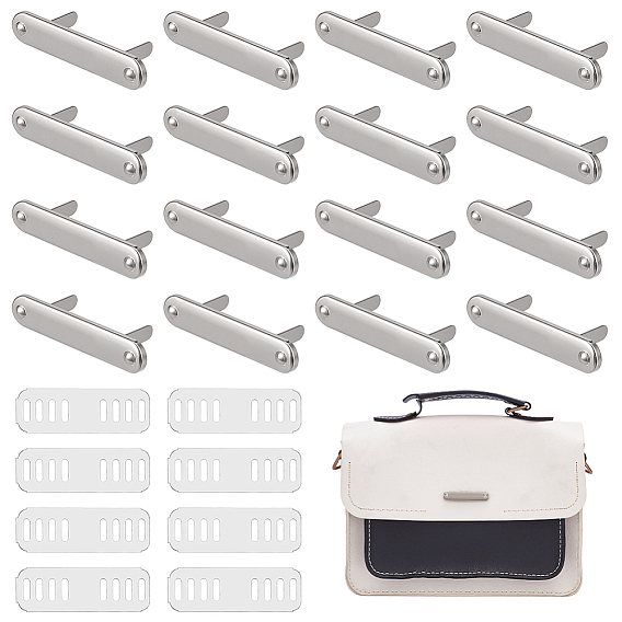 16шт. декоративные застежки для сумок в форме длинного овального кольца из цинкового сплава, штамповка пустых тегов, с железными прокладками