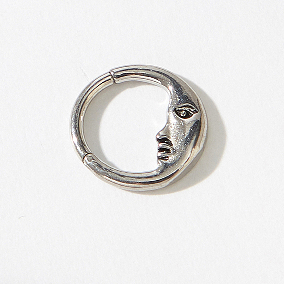 Hip hop punk 304 Aros nasales de acero inoxidable con forma de cara de luna para hombres y mujeres, libre de deslustre
