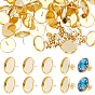 304 Stainless Steel Stud Earring Findings, with Cabochon Settings, Ear Nuts, Flat Round