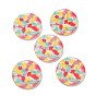 Printed Transparent Acrylic Pendants, Flat Round with Leaf Pattern