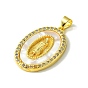 Real 18K Gold Plated Brass Micro Pave Clear Cubic Zirconia Pendants, with Shell, Virgin